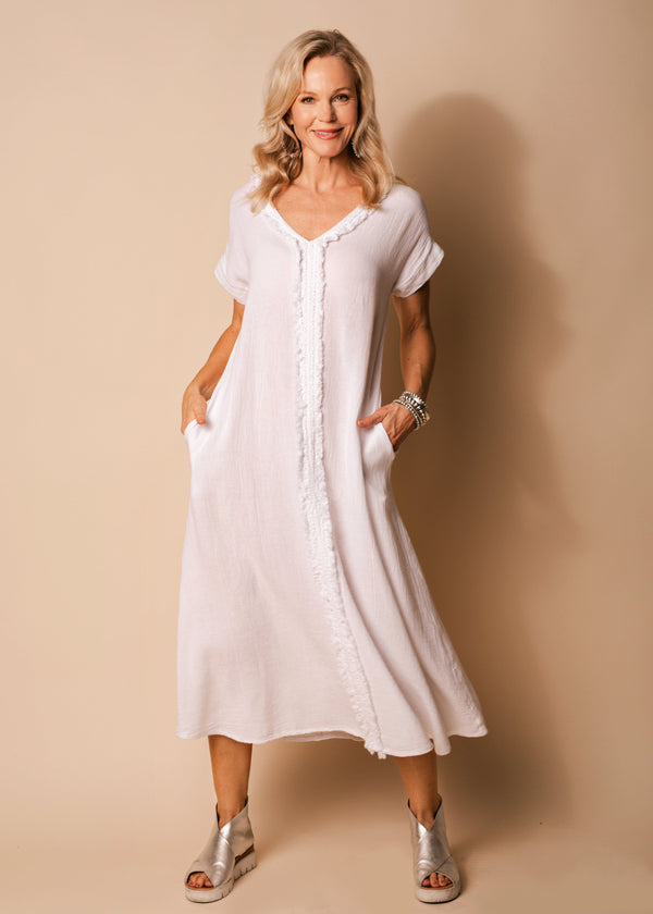 Kaidi Linen Dress in White - bestjuicebars