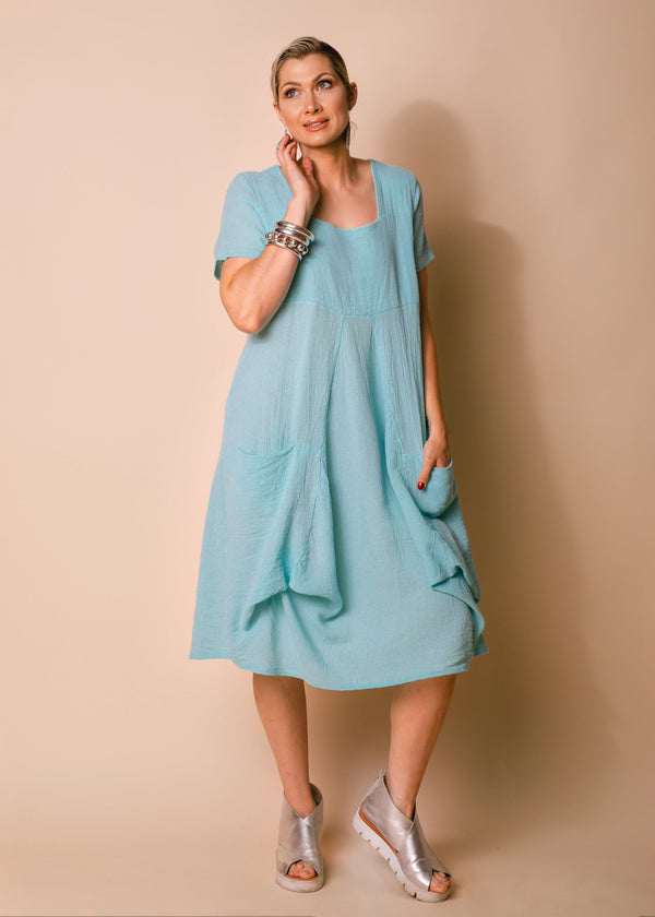 Britan Linen Blend Dress in Aqua Mist - bestjuicebars