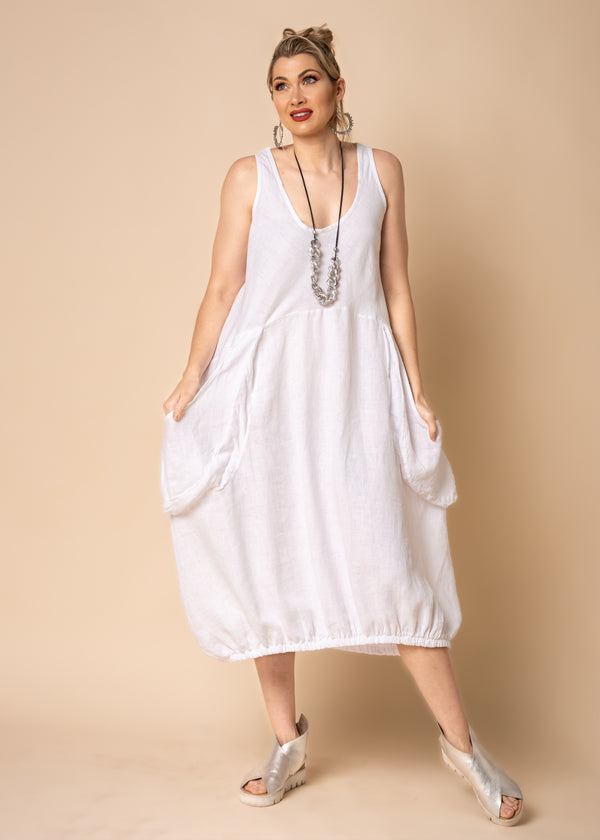 Aylin Linen Dress in White