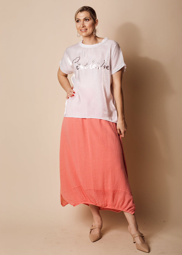 Leela Linen Skirt in Coral Crush - bestjuicebars