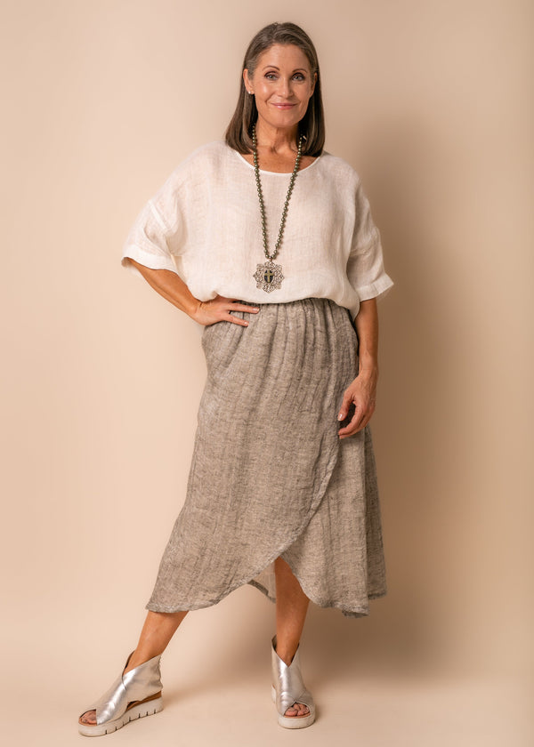 Luna Linen Skirt in Khaki - bestjuicebars