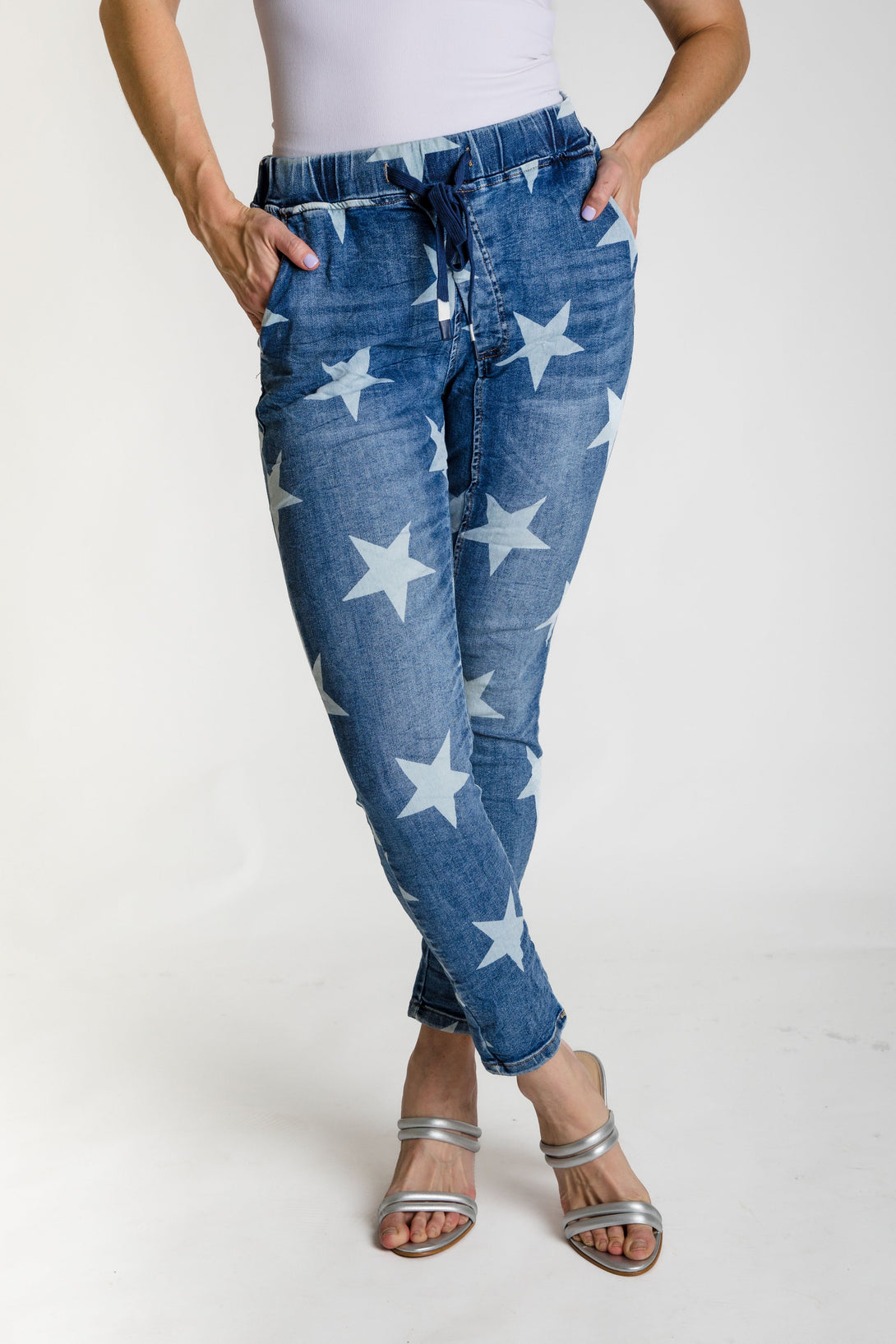 Rachele Pants in Denim Blue - Imagine Fashion