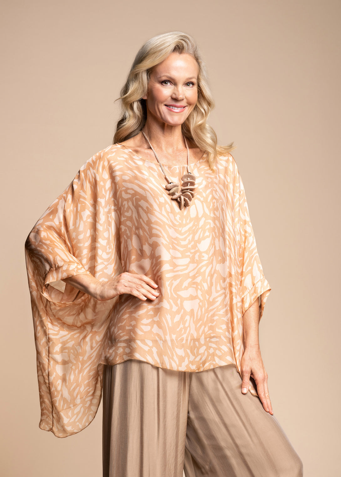 Angel Silk Top in Desert - Imagine Fashion