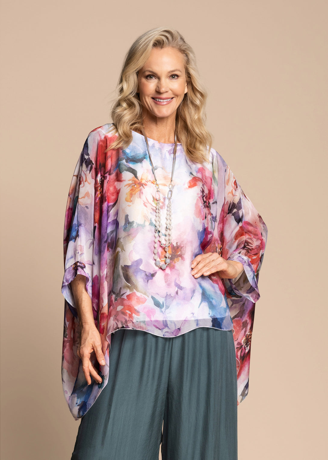 Delia Silk Top in Blush - Imagine Fashion