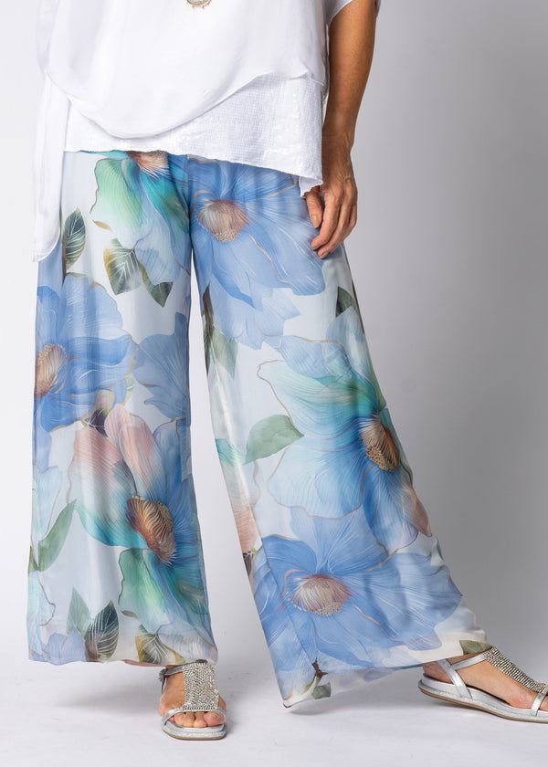 Honor Silk Pants in Jeans Blue