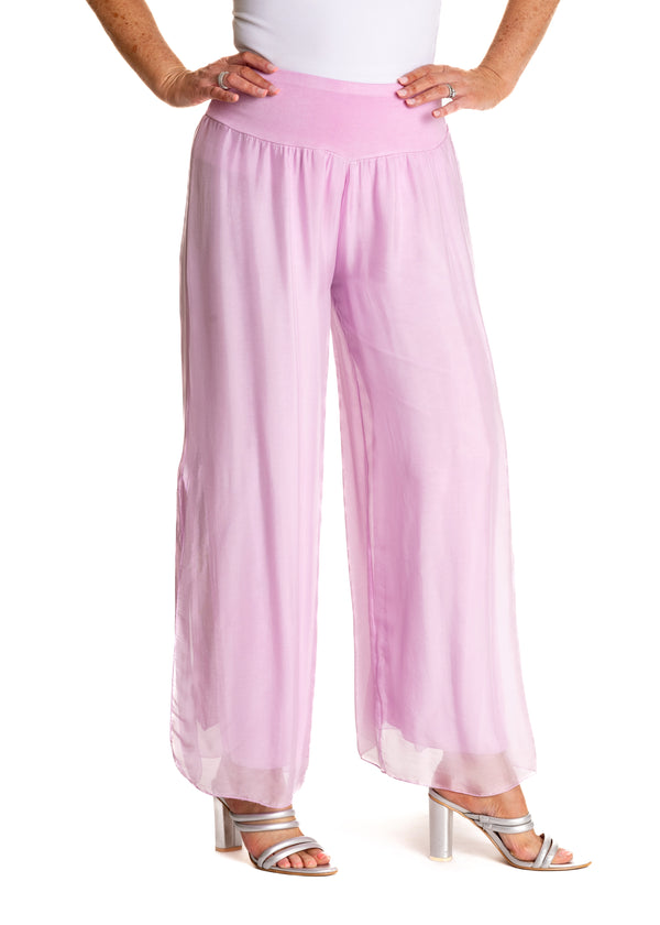 Gia Silk Pants in Petal Pink - Imagine Fashion