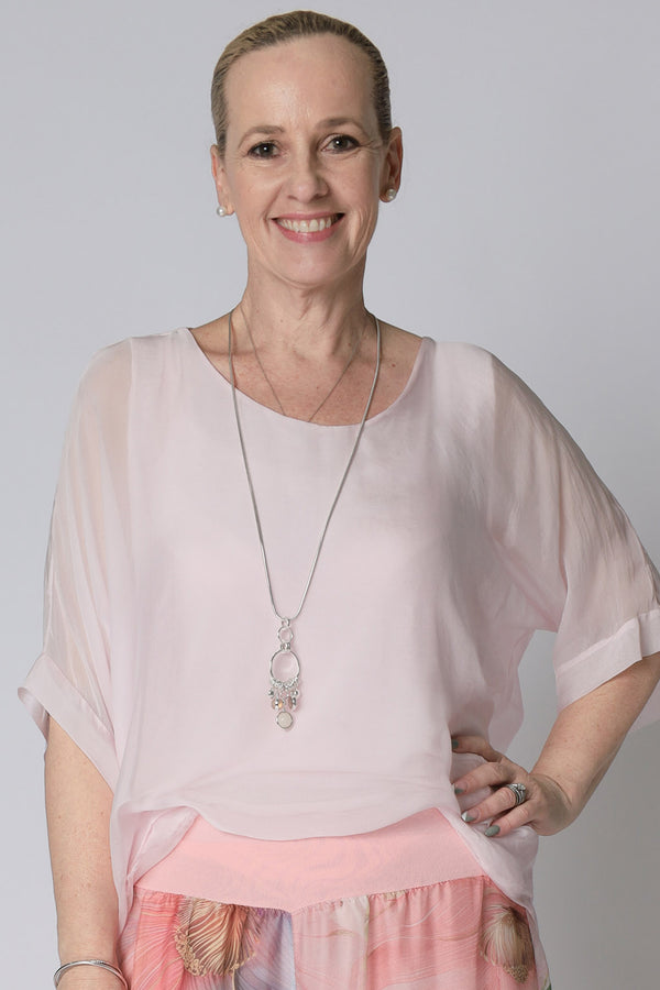 Loddie Silk Top in Modena Pink