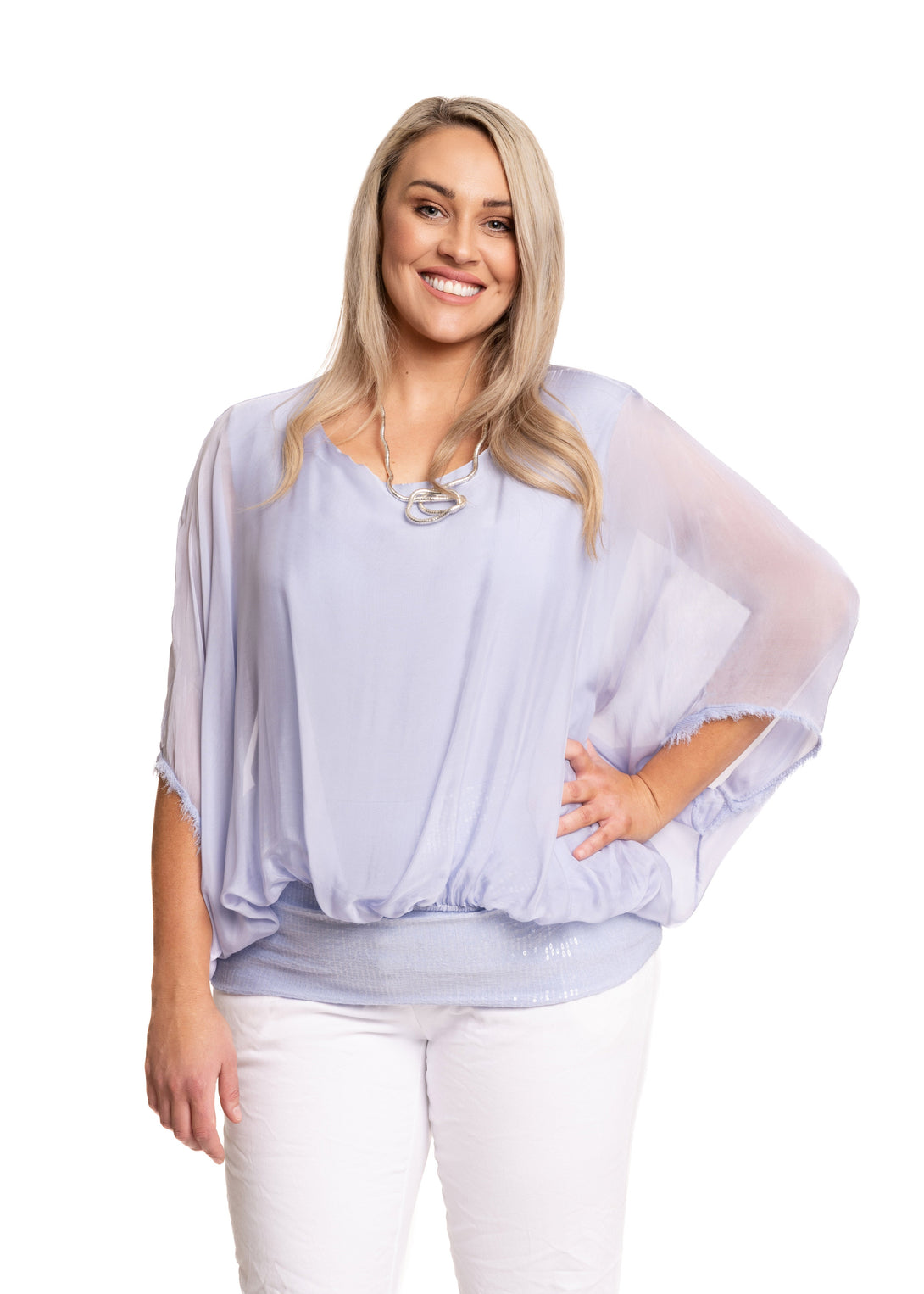 Marcella Top in Ice Blue - Imagine Fashion