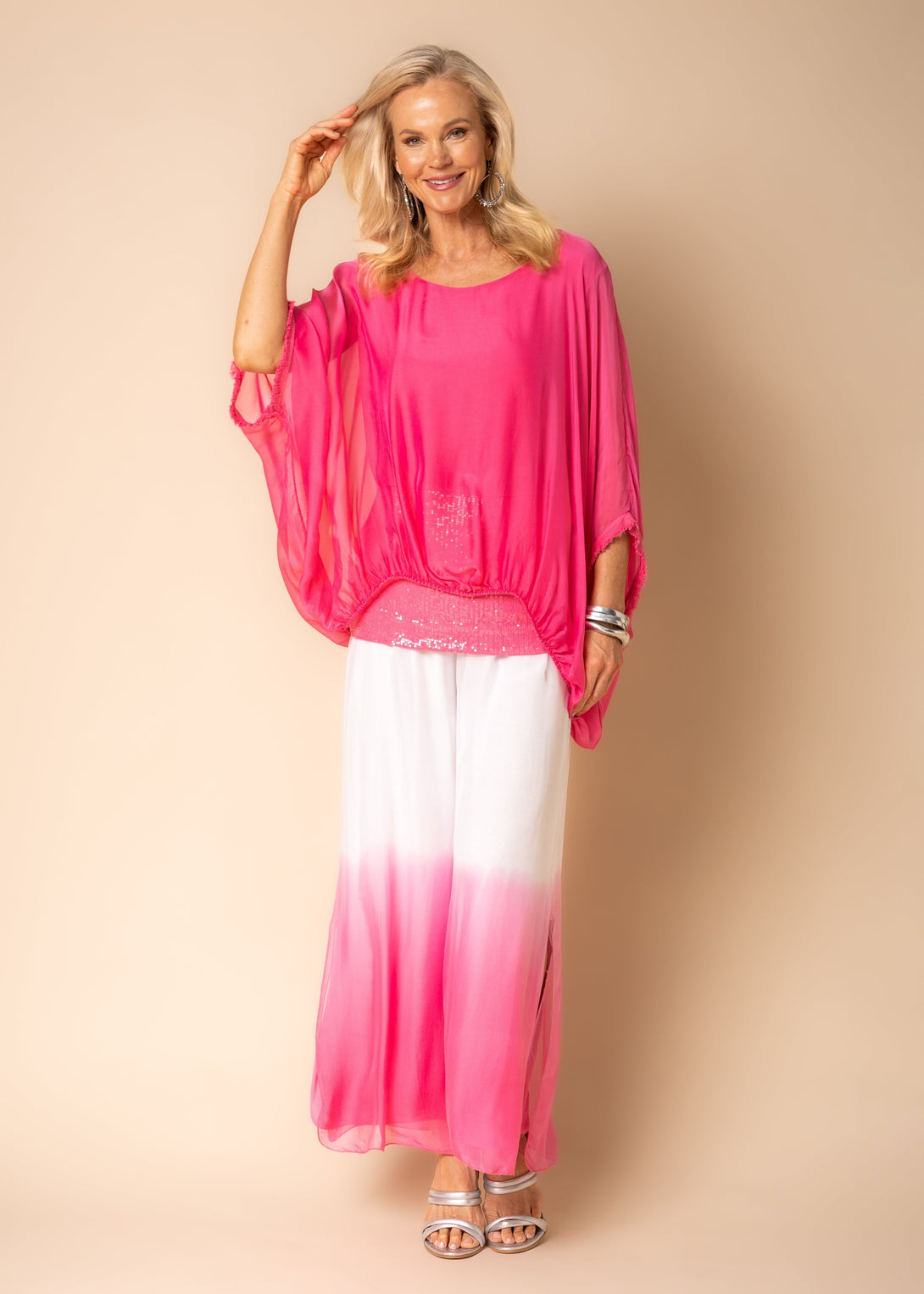 Nura Silk Pants in Raspberry Sorbet