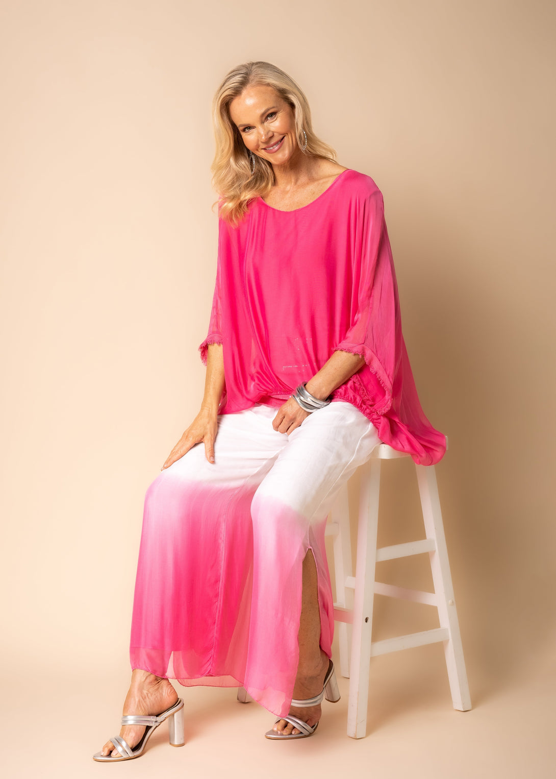 Nura Silk Pants in Raspberry Sorbet