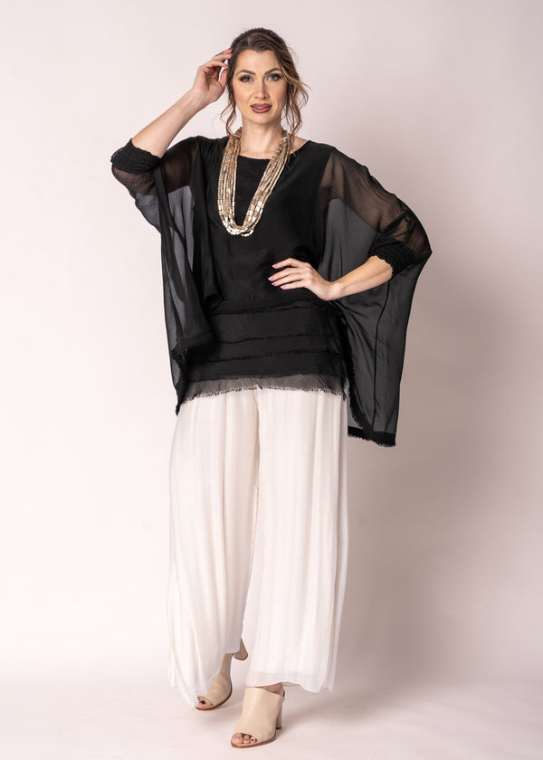 Amulet Silk Top in Onyx - Imagine Fashion