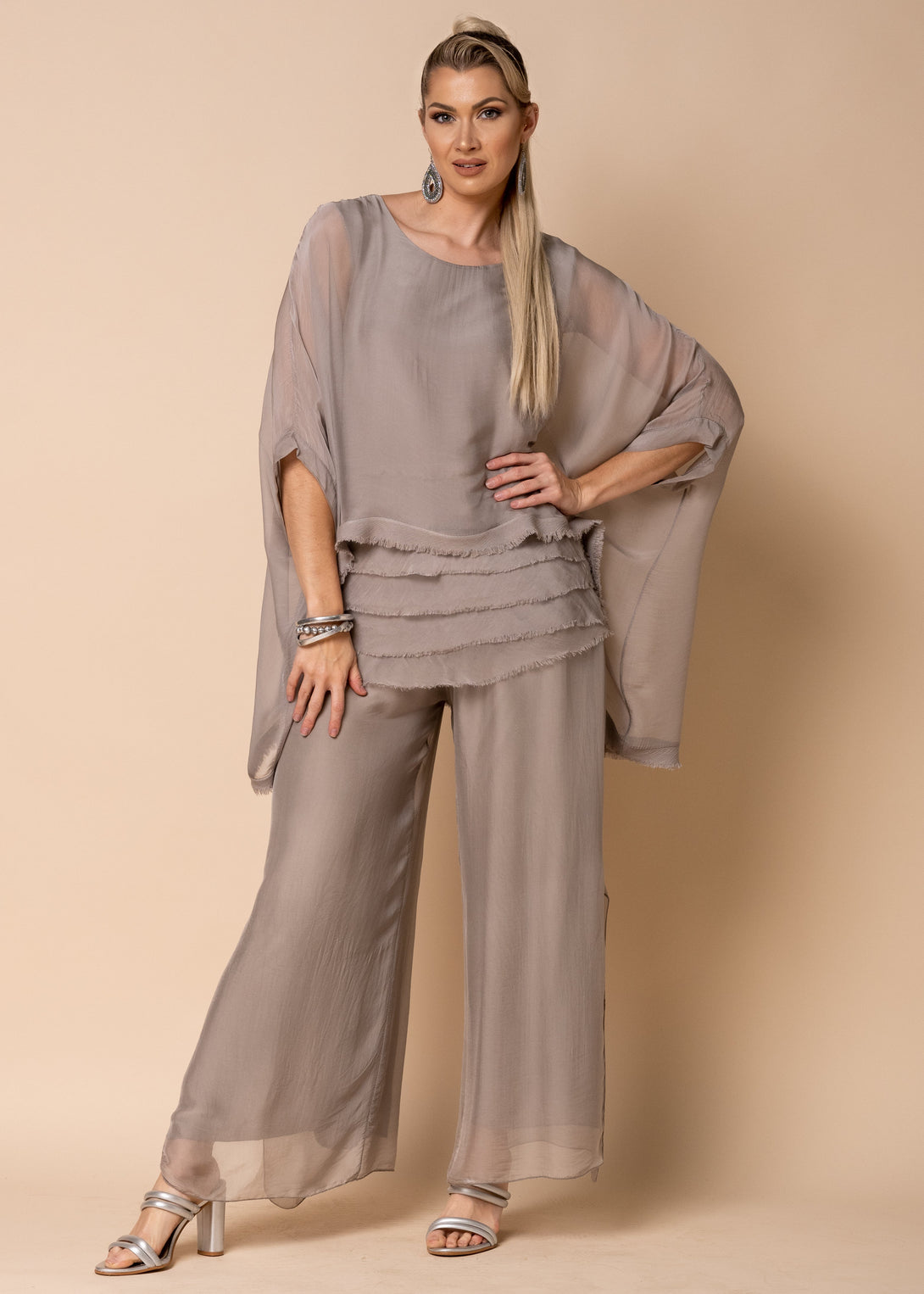 Gia Silk Pants in Mocha