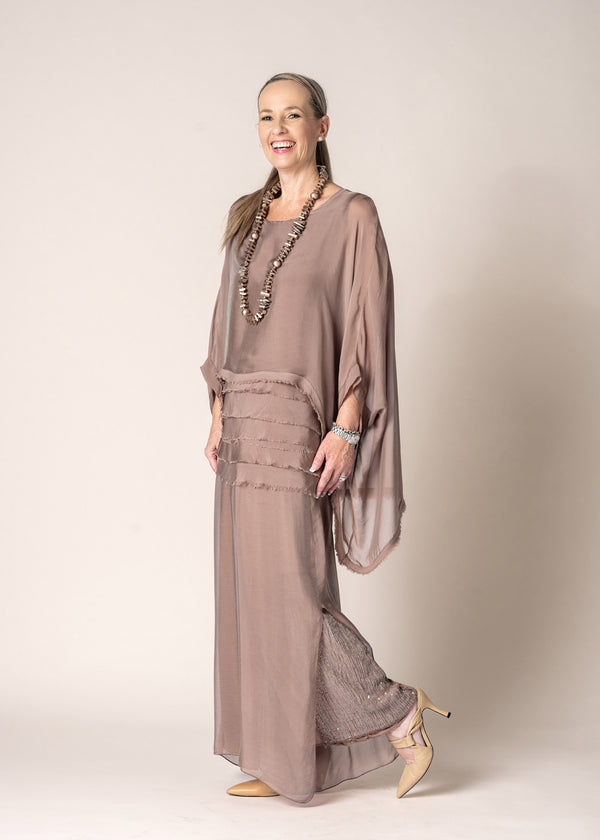 Karolina Silk Pants in Milk Chocolate