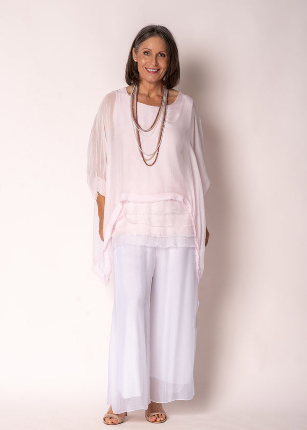 Amulet Silk Top in Modena Pink - Imagine Fashion