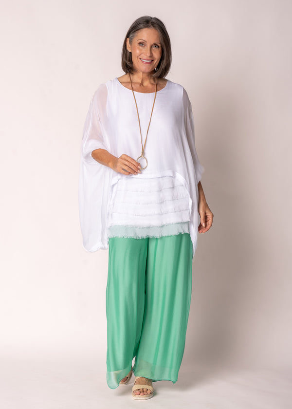 Amulet Silk Top in White - Imagine Fashion