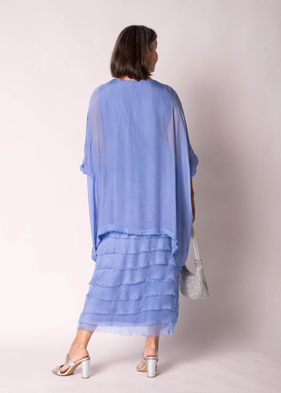 Netty Silk Dress in Positano Blue - Imagine Fashion