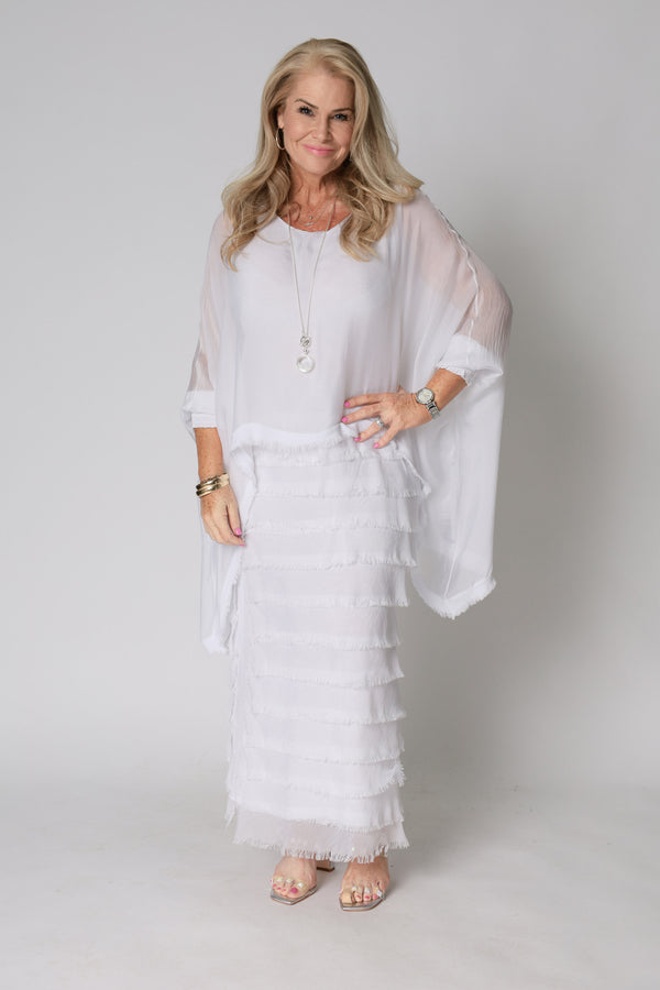 Netty Silk Dress in White