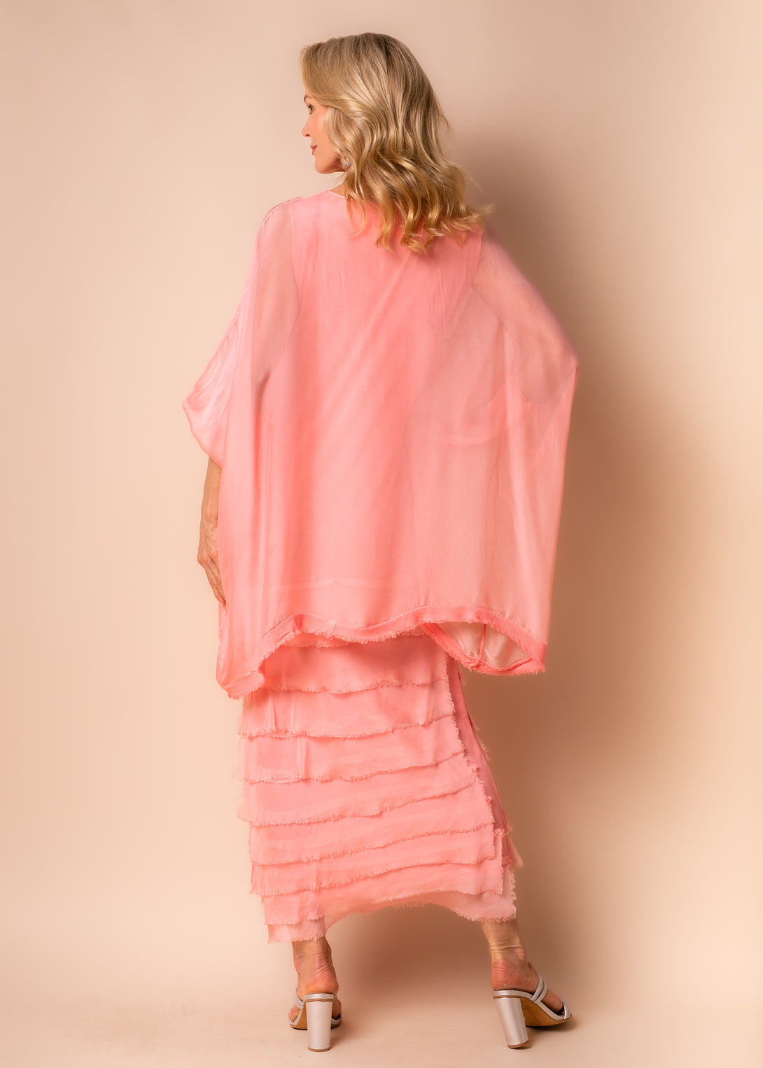 Candie Silk Dress in Coral Crush - Imagine Fashion