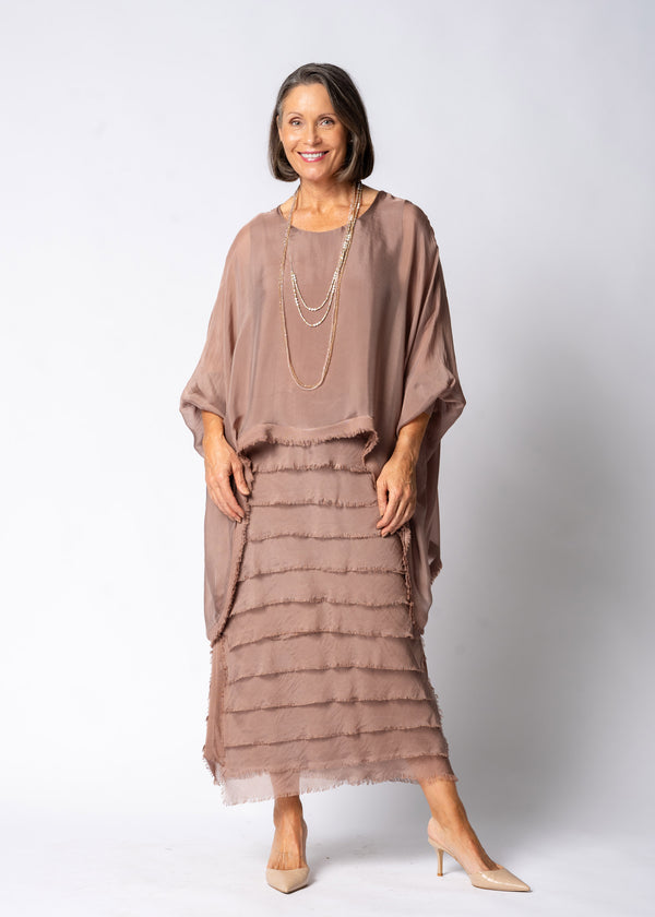Candie Silk Dress in Milk Chocolate