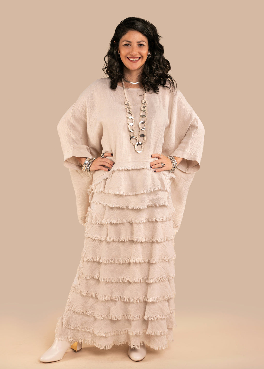 Julie Linen Skirt in Latte - Imagine Fashion