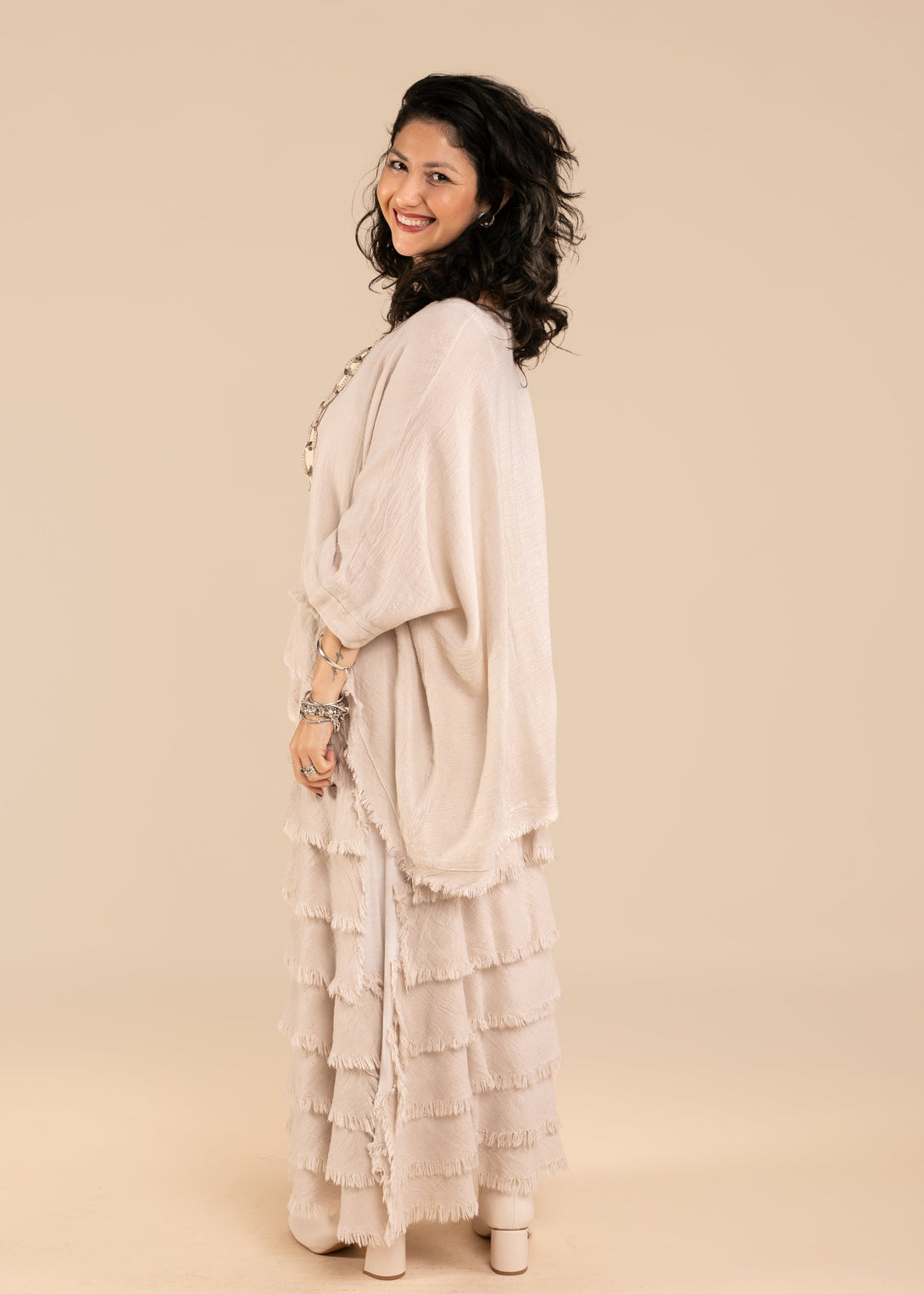 Julie Linen Skirt in Latte - Imagine Fashion