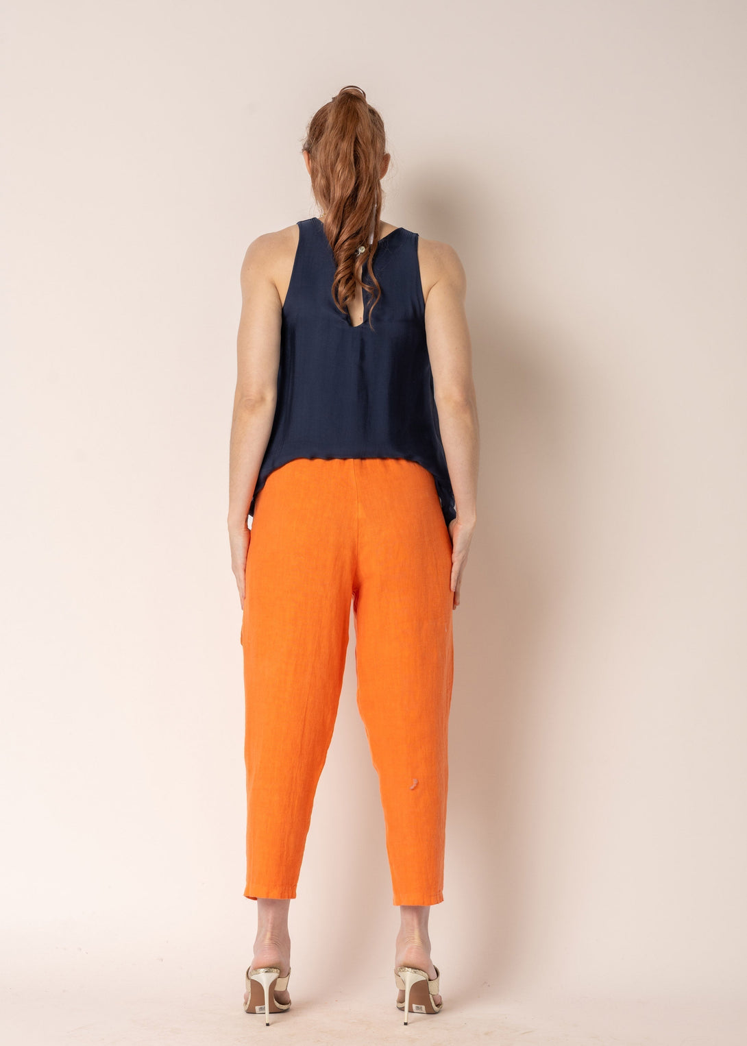 Clover Linen Pants in Sunset Orange