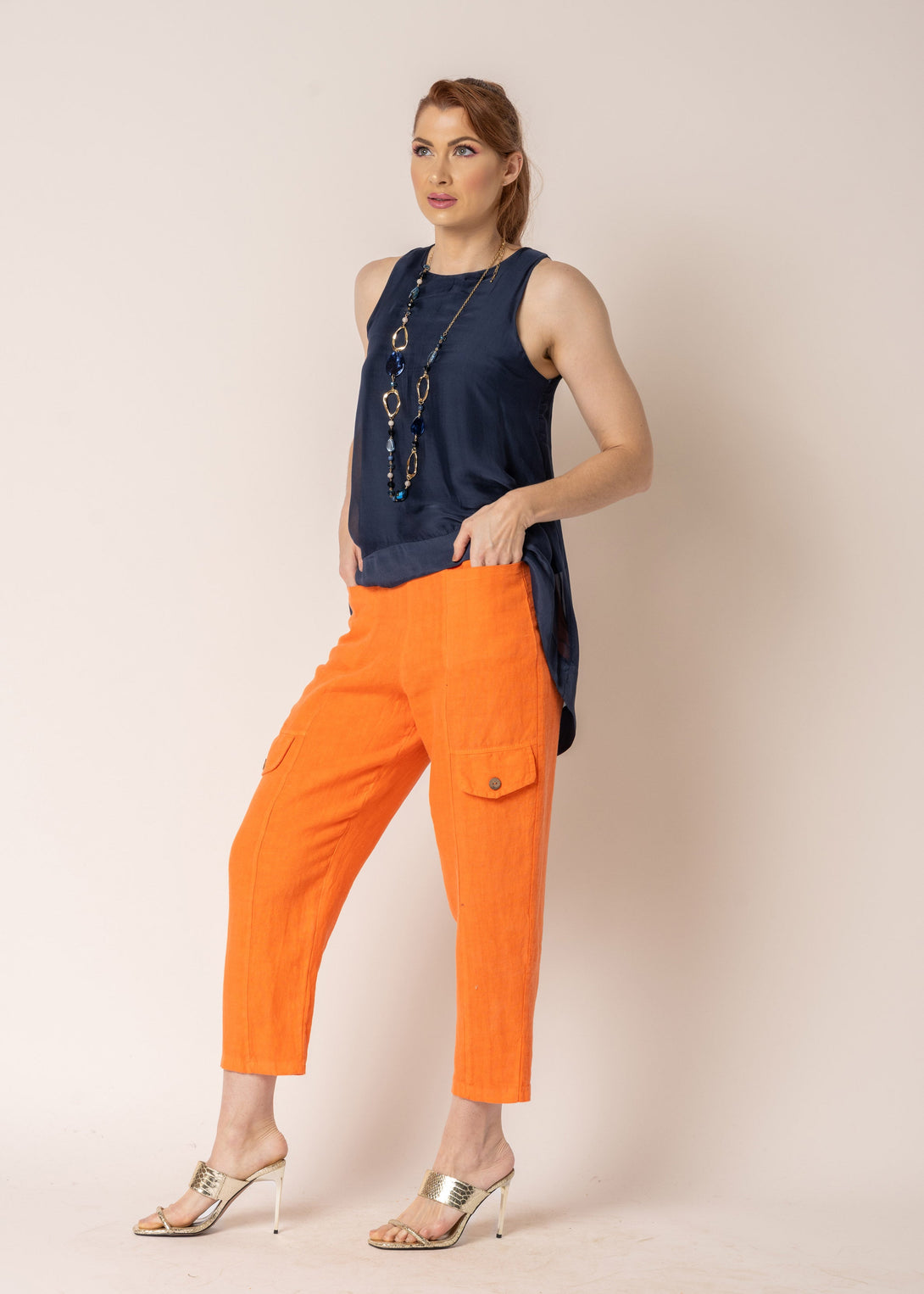 Clover Pants in Sunset Orange