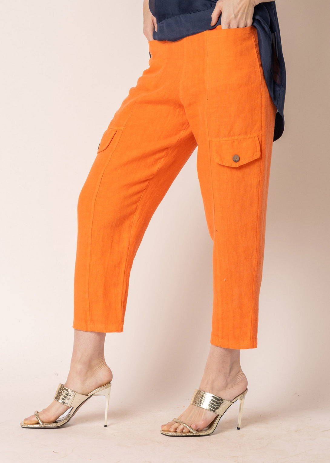 Clover Linen Pants in Sunset Orange