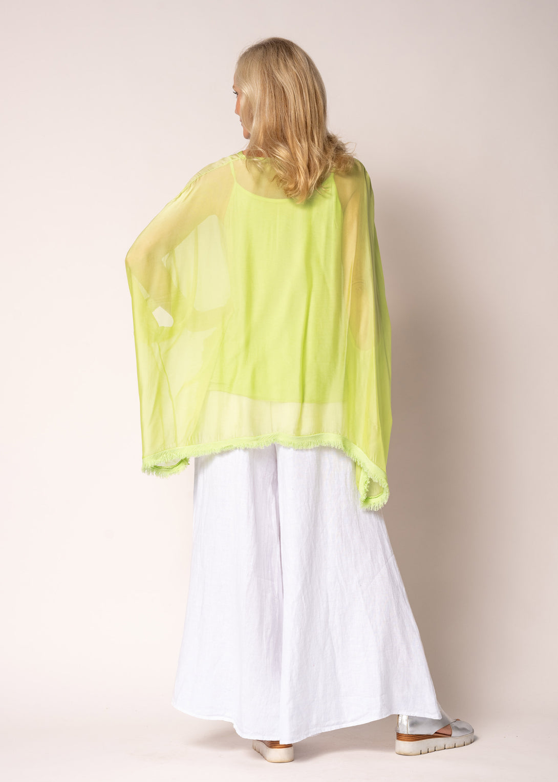 Farah Silk Top in Lime Splice - Imagine Fashion