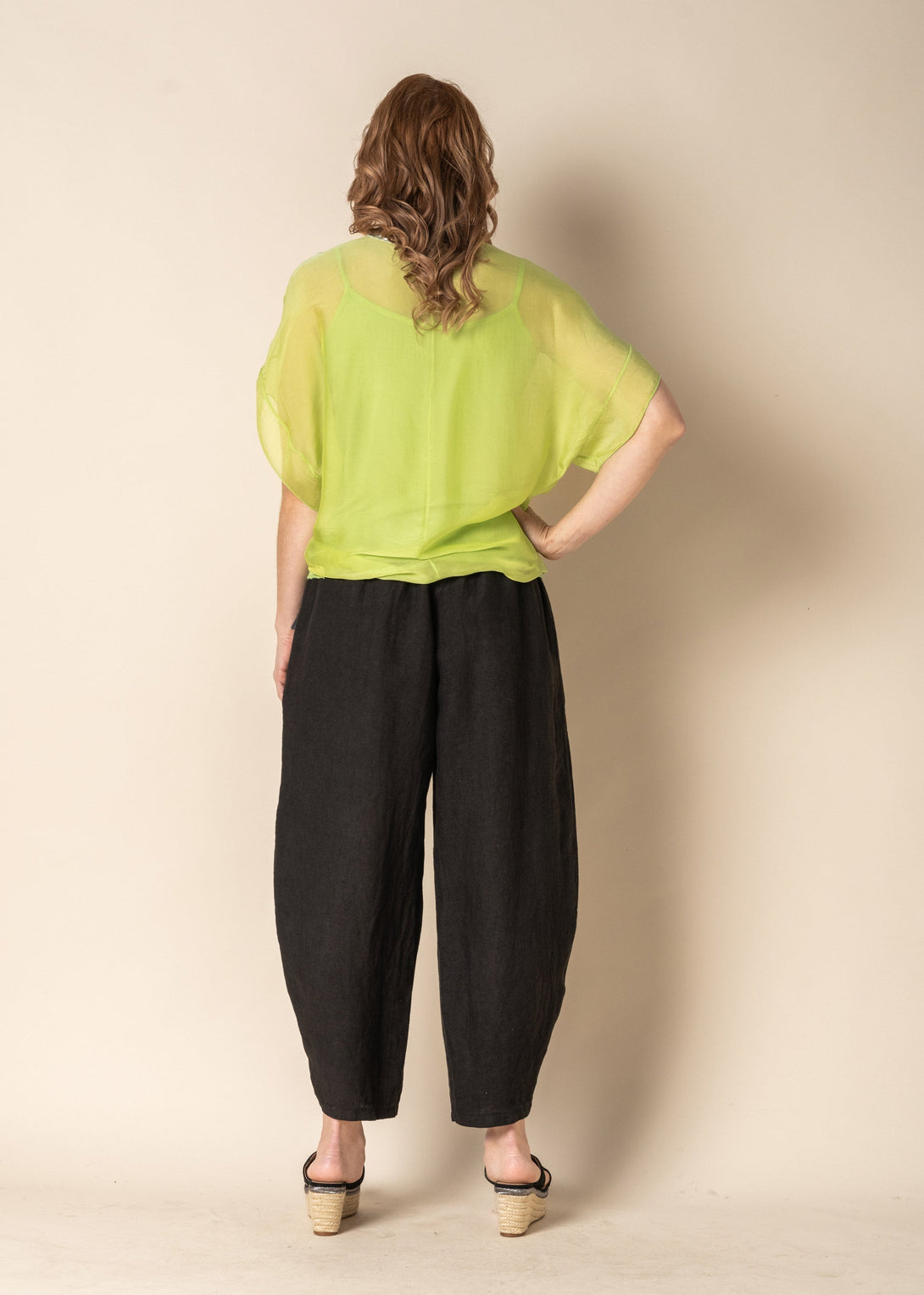 Jamila Silk Top in Lime Splice