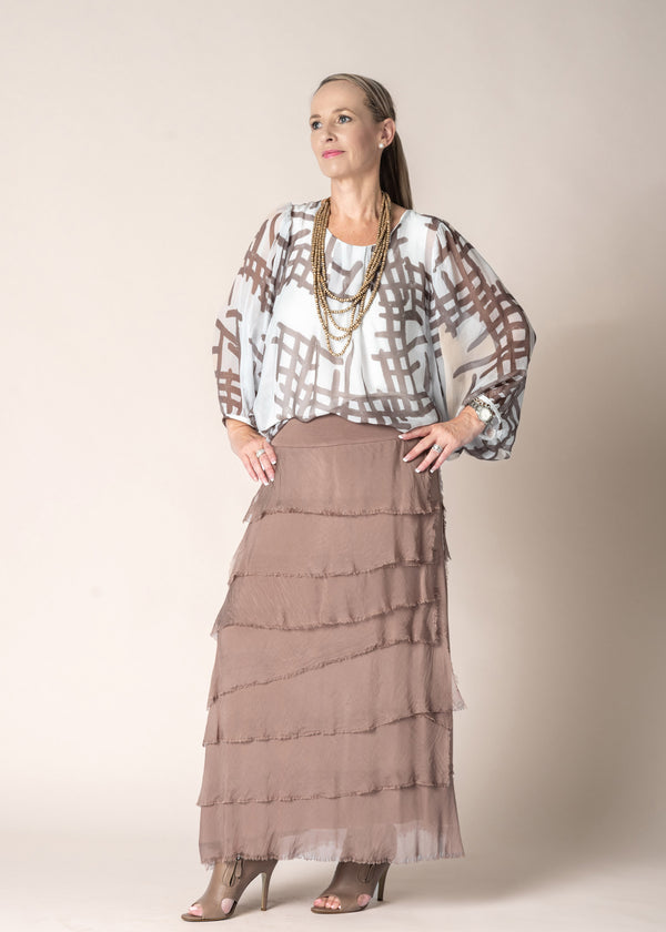 Fifi Silk Skirt in Milk Chocolate