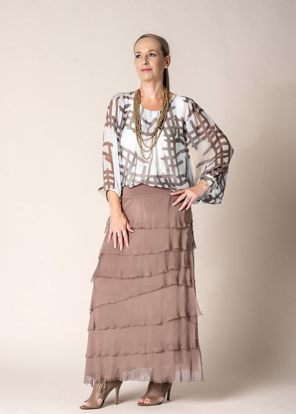 Fifi Silk Skirt in Milk Chocolate