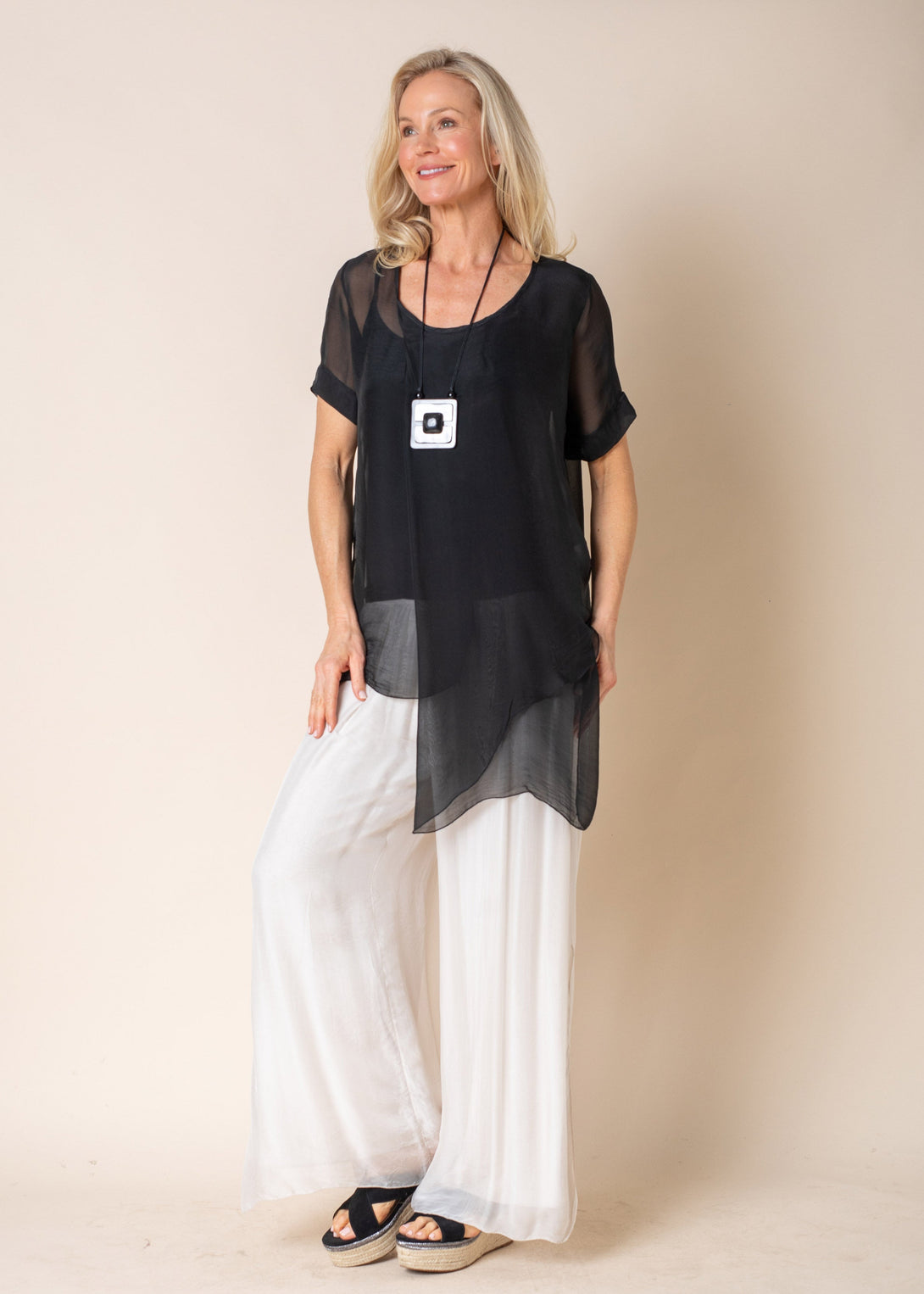 Luciana Silk Top in Onyx