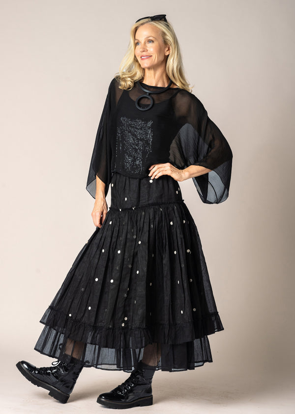 Elowen Organza Skirt in Onyx Spot