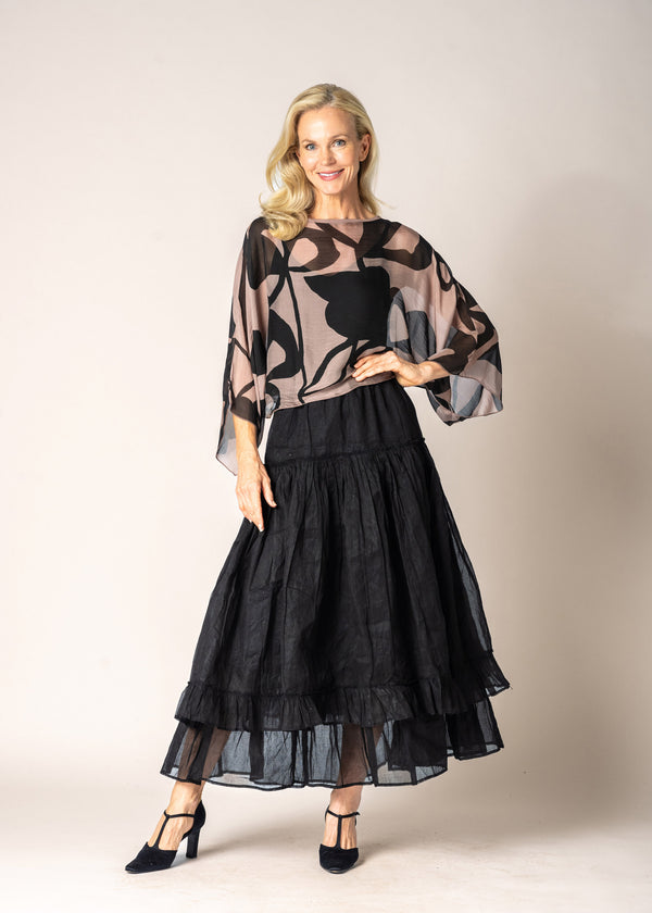 Elowen Organza Skirt in Onyx