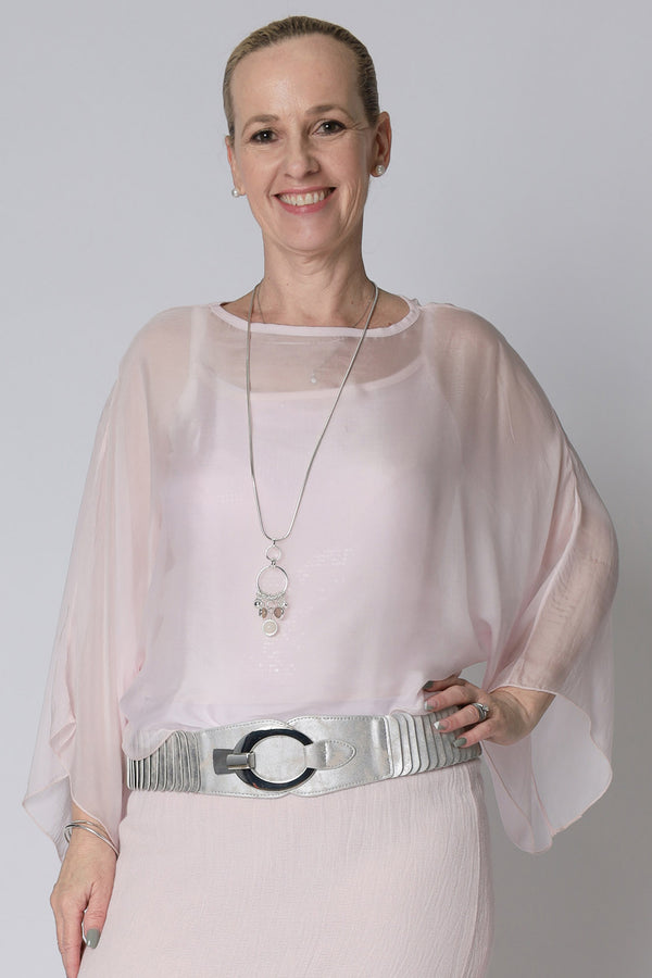 Kaidi Silk Top in Modena Pink