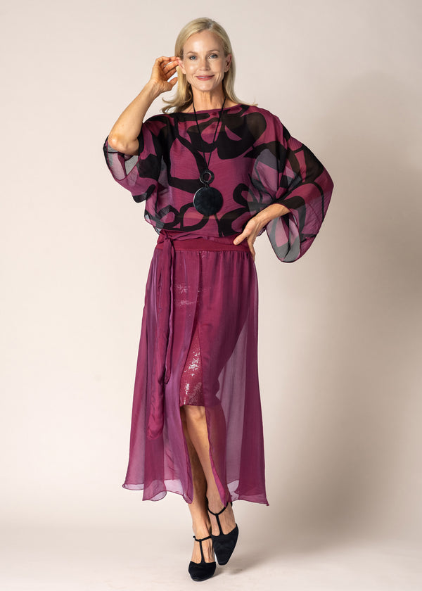 Kaidi Silk Top in Mulberry Wine