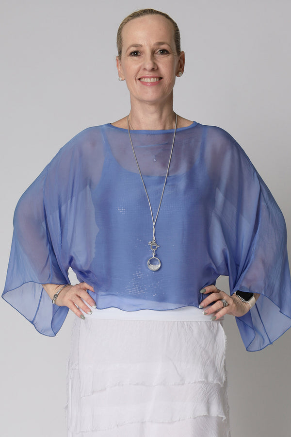 Kaidi Silk Top in Positano Blue