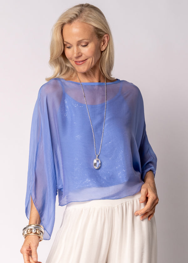 Kaidi Silk Top in Positano Blue