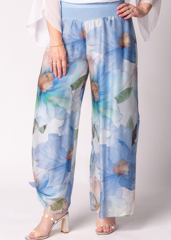 Honor Silk Pants in Jeans Blue