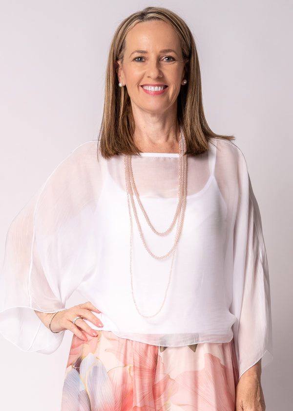 Kaidi Silk Top in White