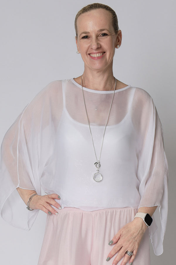 Kaidi Silk Top in White