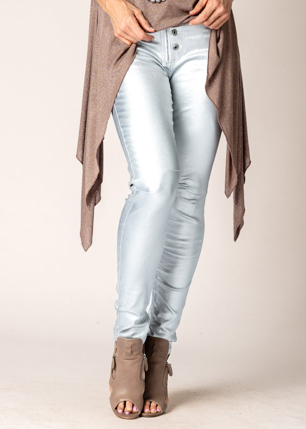 Charlene Metallic Pants in Silver - Imagine Fashion