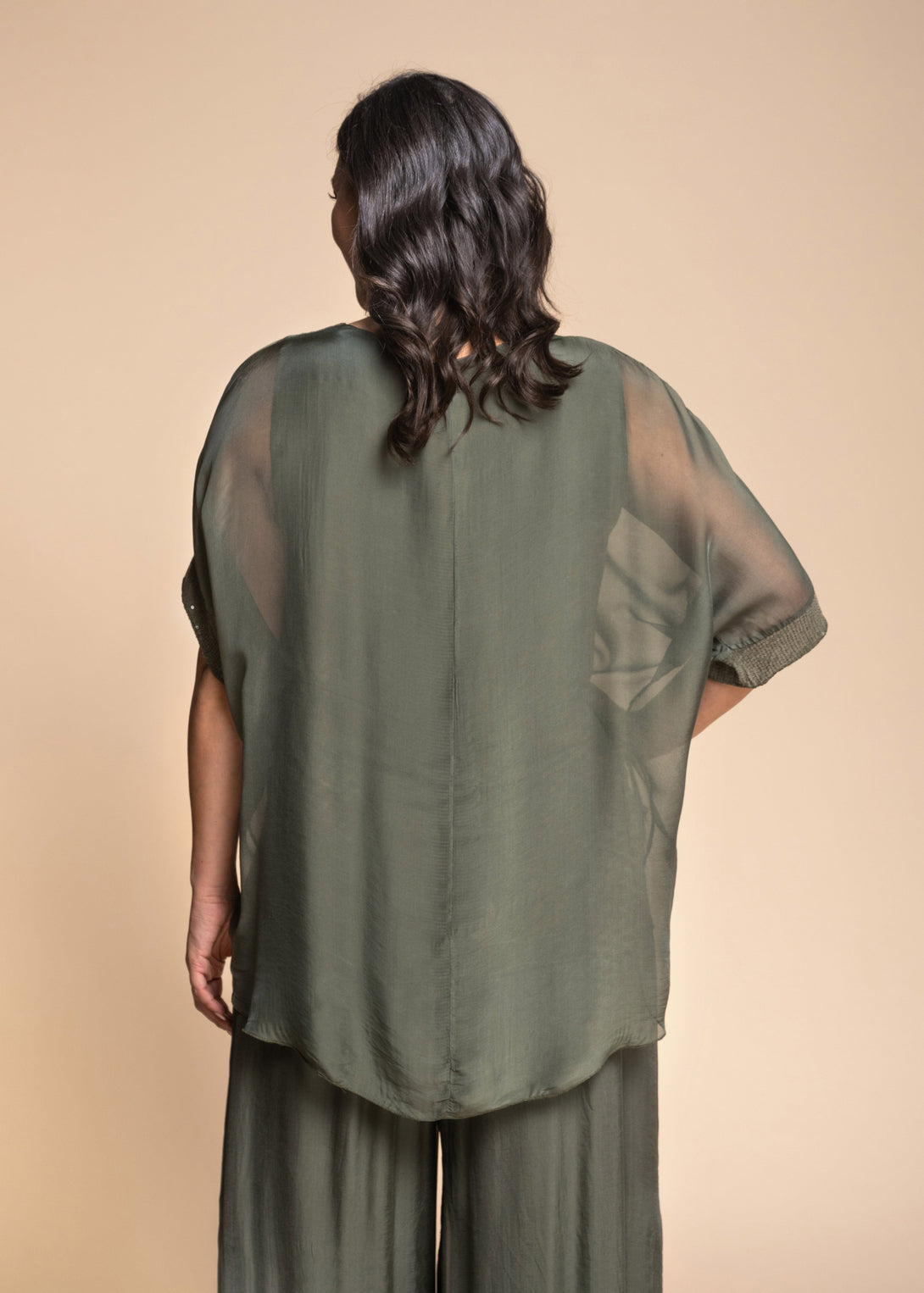 Mimi Silk Top in Khaki - Imagine Fashion