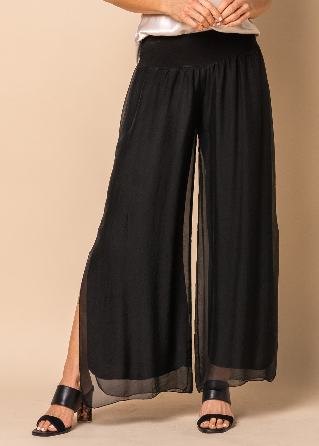 Gia Silk Pants in Onyx