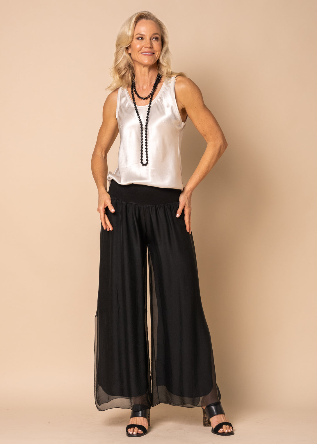 Gia Silk Pants in Onyx