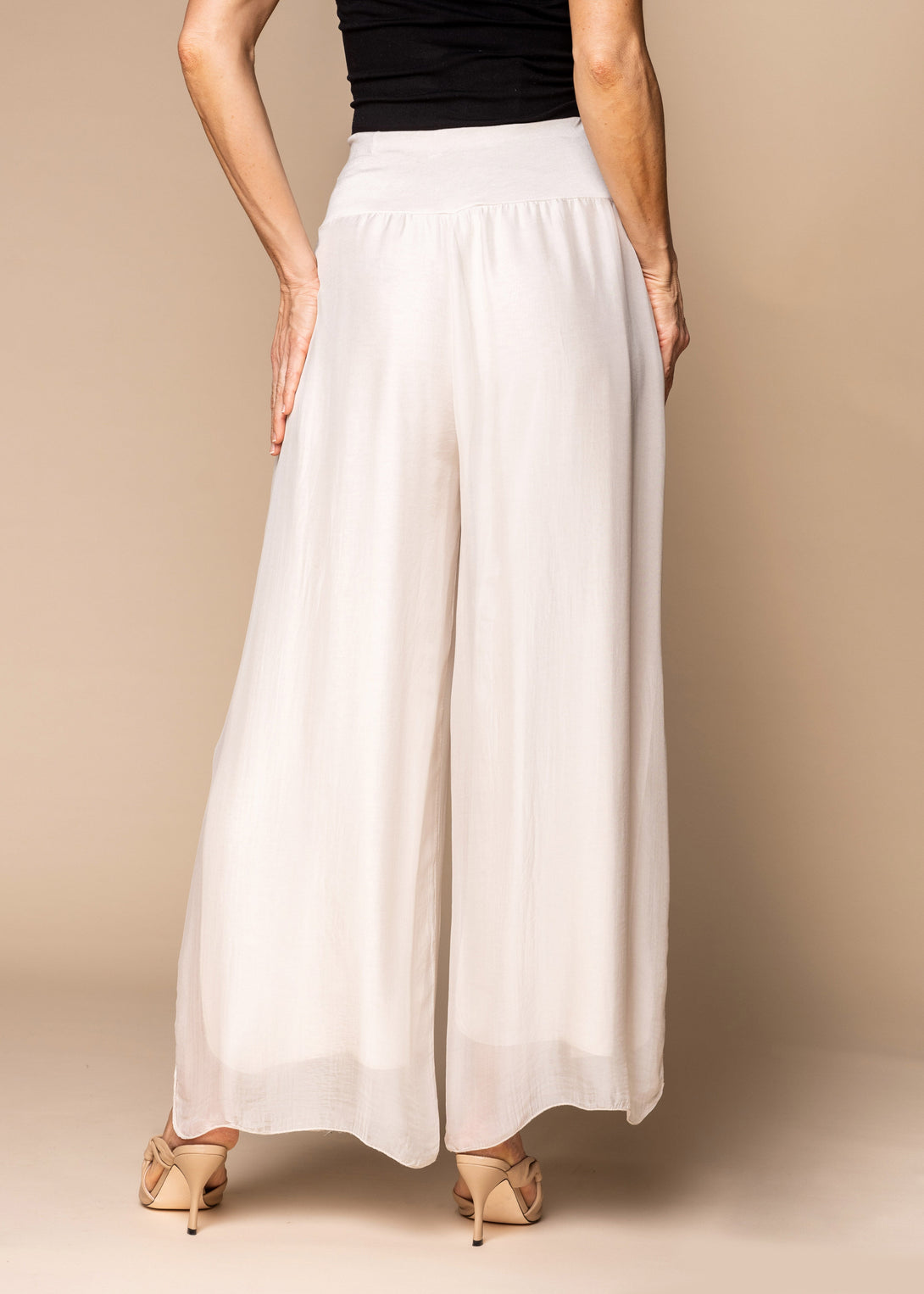 Gia Silk Pants in Latte - Imagine Fashion