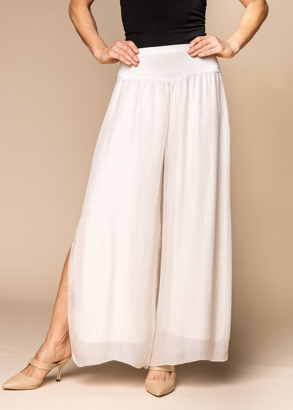 Gia Silk Pants in Latte - Imagine Fashion