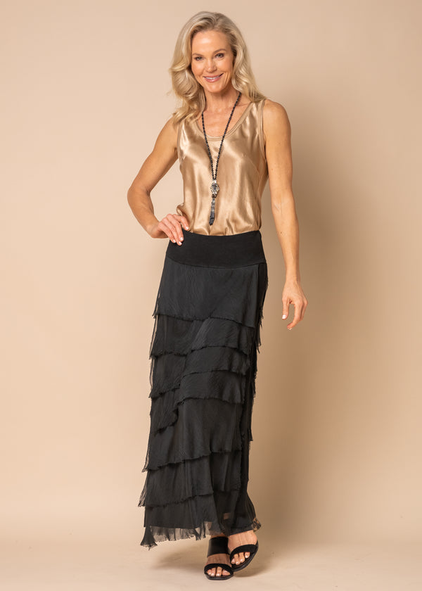 Fifi Silk Skirt in Onyx