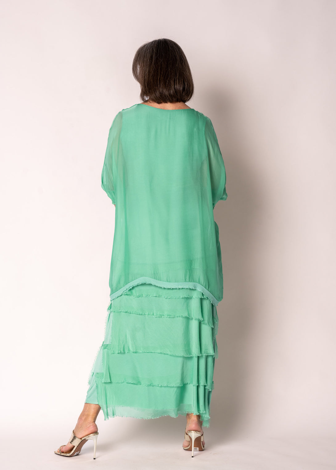 Fifi Silk Skirt in Capri Green - Imagine Fashion